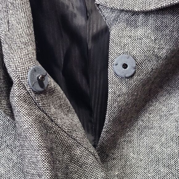 The Limited Gray Brown Wool Ruffle Collar Belted Blazer Jacket - Size Medium - Picture 10 of 13